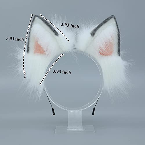 Image of VIGVAN Handmade Wolf Fox Ears Animal Cosplay Cute Head Accessories for Halloween