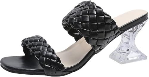 Sandales à talons hauts épais anti-douleur talon verre stable