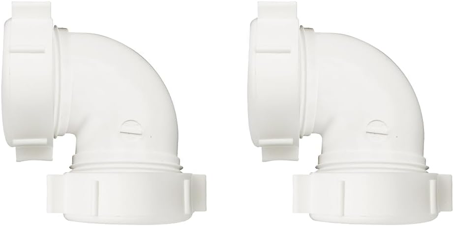 Plumb Pak PP55-5W Sink Drain Pipe Elbow with Reducing Washer, 90 Deg, 1-1/2 in, Plastic, 1 Count (Pack of 2)