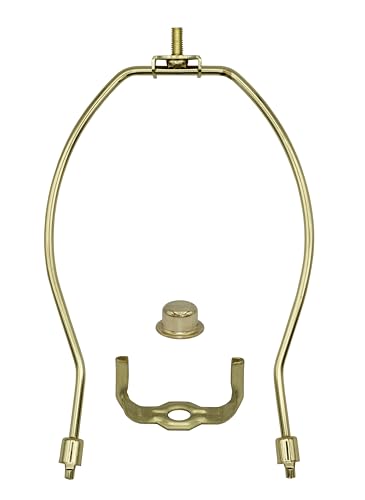 Creative Hobbies® 8 Inch Lamp Harp Kit - Regular Weight, Polished Finish | Harp, Finial and Harp Base Set for Table and Floor Lamps (Gold)