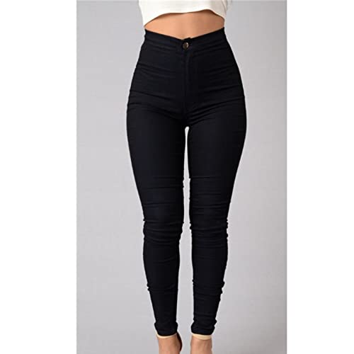 Womens Cozy Skinny Business Jeans Casual High Waisted Stretch Slim Denim Solid Color Butt Lift Pencil Pants With Pockets2