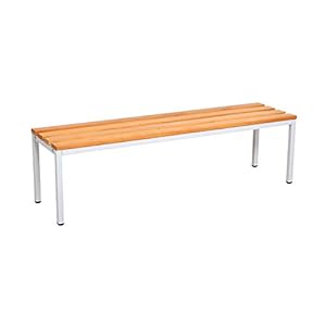 furni24 Banc vestiaire, Acier carré et Bois Dur laqué, Hêtre/Gris, 100 cm x 42 cm x 40 cm