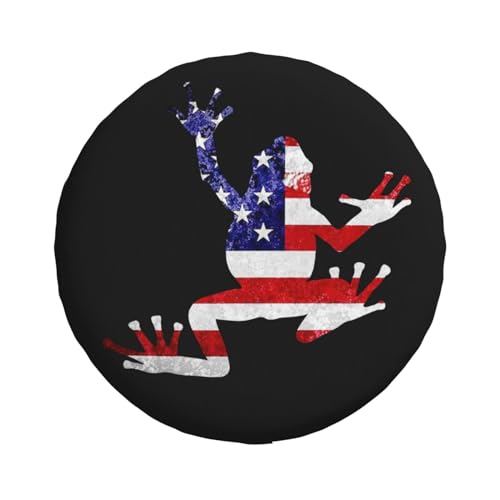 Image of Funny Frog Spare Tire Cover Trailer Tire Covers Weatherproof Wheel Protector Fit for Rv Trailer Truck Travel Trailers Accessories 16 inch Wheel US Flag Frog