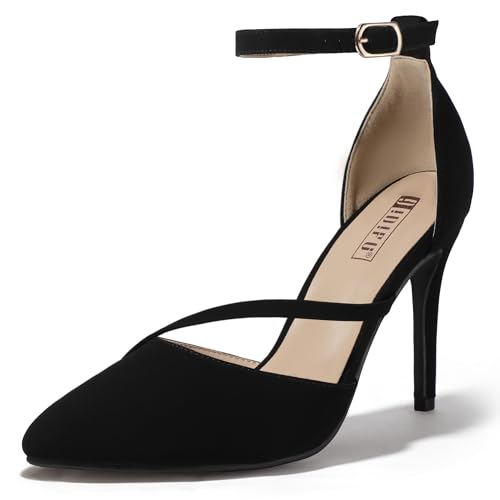 IDIFU IN4 Women's Pumps Closed Toe Heels Stiletto High Heels Dress Shoes for Women Wedding Prom Dressy Party Bridal Shoes Trendy Strappy Pointed Toe Ankle Strap Heels Pumps