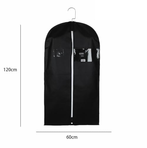 Habrur Clothes Cover 3 Pack Garment Bags Travel Suit Bags Clear Window Garment Bag for Closet Wardrobe Suit Bags (Color : Black, Size : 60 * 120cm)2