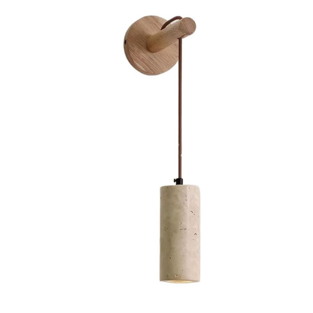 XYBZJP Modern Wabi-sabi Style Yellow Travertine Wall Sconce, Hard Wire Connection Indoor Wall Light, Cylindrical Natural Stone Wall Lamp, Dressing Table Hallway Living Room Decorative Lighting Fixture