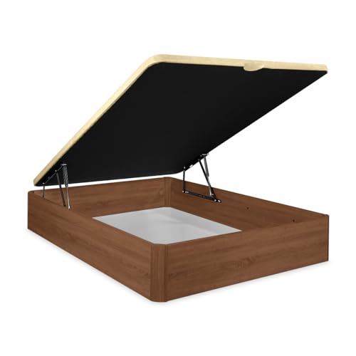 Somnia Descanso - Canapé Abatible súper Reforzado Gran Capacidad con Tapa Transpirable, Esquinas Redondeadas, 135 x 190, Nogal