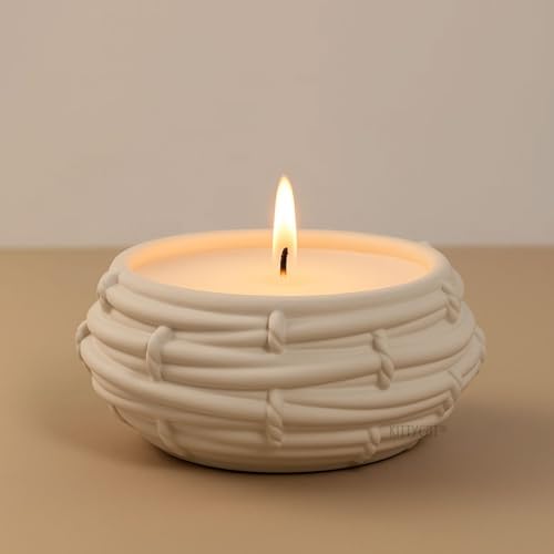 Image of Kitty Cat Aesthetic Soy Wax Scented Candles | Reusable Concrete Sea Shell Jars | Vanilla Aroma | 12+ Hours Burn Time | Perfect Home Decor for Bedroom, Office & Hostel (Bird Nest Candle)