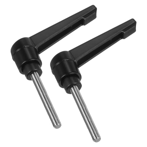 Image of uxcell 2pcs Clamping Lever Handles, M5 x 40mm 304 Stainless Steel Threaded Male Stud, Adjustable Handles Locking Quick Release Ratchet Push Button Bolt Knobs, Black