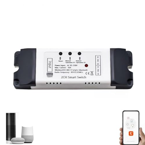 Yuanpgky Modulo apriporta per garage per interruttore compatibile, WiFi da 2,4 GHz per controller relè con controllo vocale e app remota, DC/AC 7-32 V, 10 A (AC 85-250 V)