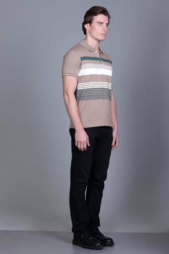 Image of SANE ORIGINALS T-Shirt for Men with Pocket || Textured Striped Polo for Men