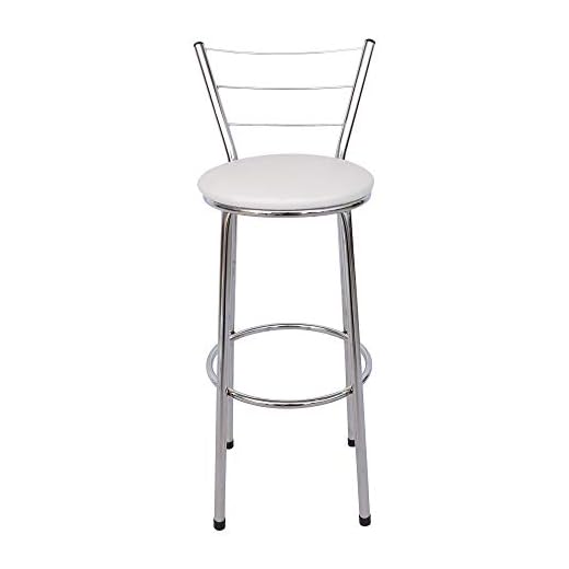 Banqueta Alta Cromada Moderna Encosto Fixo 3 Ferrinhos Balcão Bancada Cozinha (Branco)