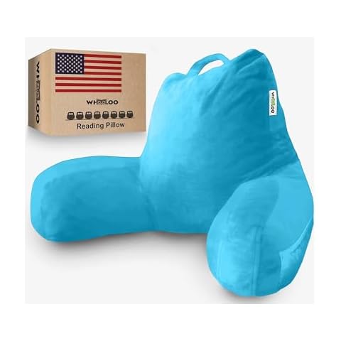 Reading Pillow Sitting Up in Bed Backrest Support Large Adult Back Wedge for Watching TV Bedrest Gerd Heartburn Recovery Snoring Made in The USA 100% Memory Foam w/Removable Washable Cover Blue Cover
