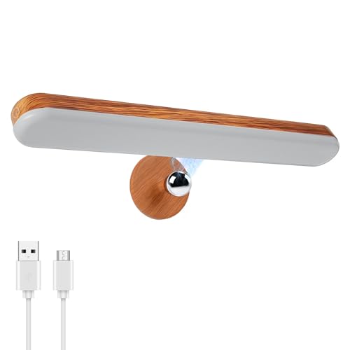 Image of Benreom Vanity Light for Mirror with 4000mAh Rechargeable Battery, Touch Control Dimmable Makeup Light with 3 Color Modes, Magnetic 360 Adjustable LED Bathroom Mirror Light, Light Wood