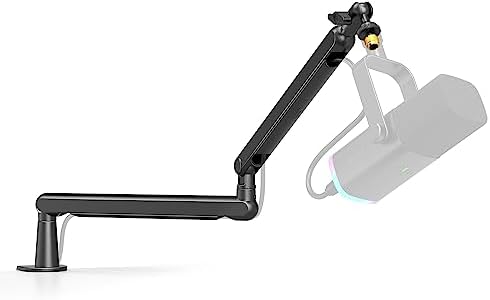 FIFINE BM88 Microphone Boom Arm Stand with Desk Mount Clamp, Screw Adapter, Cable Management, Suspension Scissor Mic Stand for Boom Stick Microphone, for Podcast Streaming Gaming Studio|Black