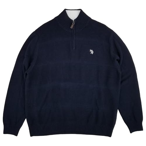 U.S. Polo Assn. Mens Navy Blue Mock Neck Long Sleeve Quarter Zip Sweater XXL