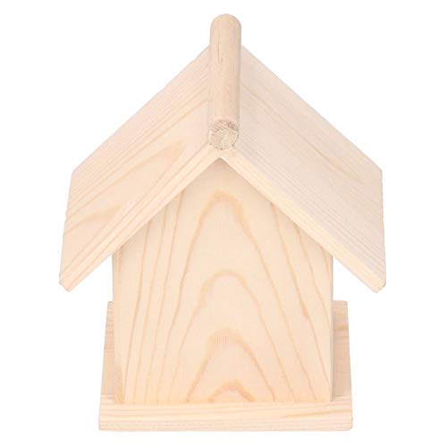 Vogelhaus Aus Holz Für Den Garten – Hohl, Mit Blattmuster, Zum Aufhängen Oder Bemalen (ca. 11x16x21 Cm)
