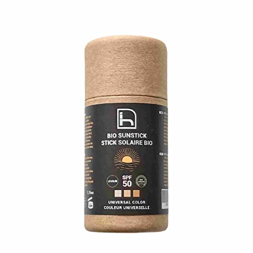 Homo Naturals Gesichts-Sonnenschutz 50 mit Bio-Farbe - Gesichts-Sonnenstift 50 - Gesichtsstift SPF 50 - Zertifiziert biologisch und mit biologisch abbaubarer Verpackung - 50 g