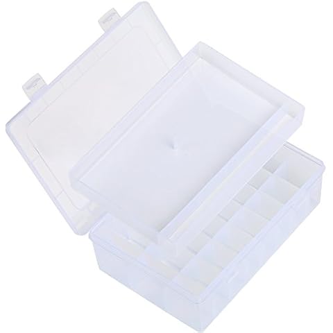LIHAO Plastik Aufbewahrungsbox (24 Raster) für Snaps Drückknöpfe Schmuckschatulle Werkzeugcontainer Cover