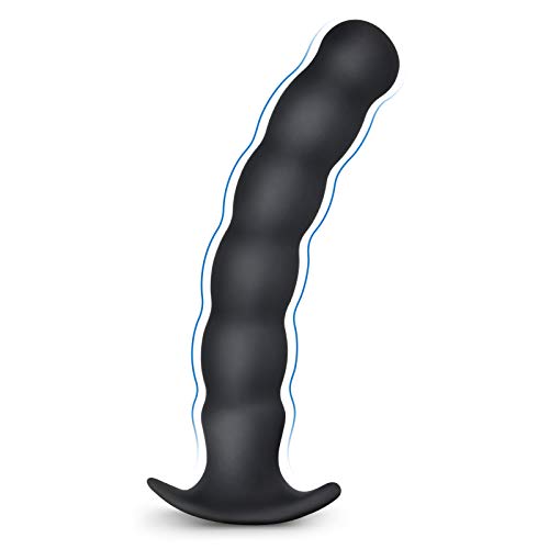 Anal Plug Silicone Anal Beads G-spot Prostate Massager Black Dildo Thread Butt Plugs with Base Masturbation Adult Sex Toys for Men Women and Couples (Big)
