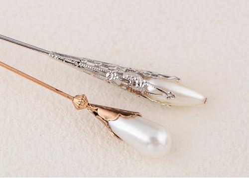 Image of Alilang Classic Vintage 3Pcs Hat Brooch Pin Set with Rhinestone and Pearl Accents for Scarves and Hats Lapel Pin Accessories