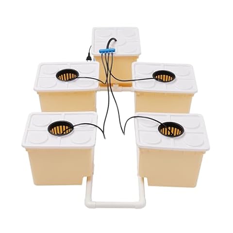 Esyogen Hydroponiczny system uprawy 11 l, do domu, wewnątrz i na zewnątrz, system uprawy hydroponiki, wiadro, system uprawy kroplówki (pompa zanurzeniowa + 4 x (zakraplacz + kubek z siatki) + 5 x