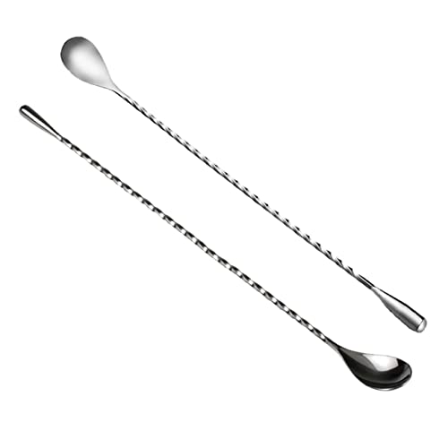 UTHCLO 2pcs Stainless Steel Dripping Spoons Cocktail Stirrer Spoon Smooth Surface Heat Resistant for Bar Mixing Bartender Tools