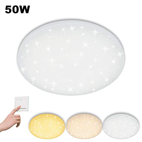 Vgo® Led techo redonda techo lámpara Starlight efecto Beau salón lámpara [clase energética A + +] (50W Cambio De Color)
