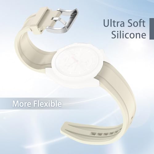 Image of Tovimall Bands for Moonswatch Watch,Curved No Gap Silicone Strap,Compatible with Omega X Swatch Moonswatch Speedmaster 20mm Watch,Swatch Omega Moonswatch Speedmaster Watch Replacement Strap for Women