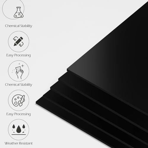Image of 3 Pack 12 inch x 12 inch Black Acrylic Sheets 1 /8 inch Thick (3mm) Cast Acrylic Plexiglass Sheets Black Plastic Sheets for Sign, Laser Engraving and Cutting, Crafting, DIY Display Projects