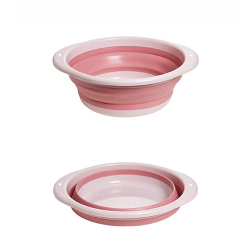 Folding Hand Wash Basin Multi-Functional Collapsible Washing Up Bowl Portable Washbasin Outdoor Travel Water Storage Basin (Pink, M)