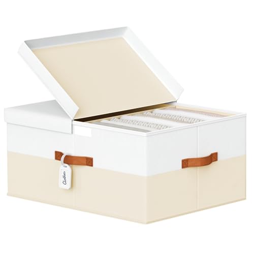 Image of Homsorout Large Fabric Storage Boxes with Double Lids & Divider Board 60L