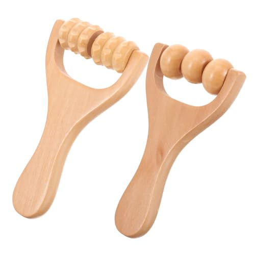 Faszien Massagerolle Und Muskelrollenstock Manueller Massagestab Mit 2 Holz-Triggerpunkt-Stick-Rollern - Anti- -Gesichts- Und Körperroller - Ideal Für Gua Sha Scraping -