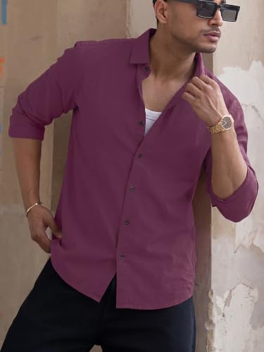 Image of Premium Cotton Shirt for Men | Full Sleeve Regular Fit | Solid Casual Shirt | Office Party