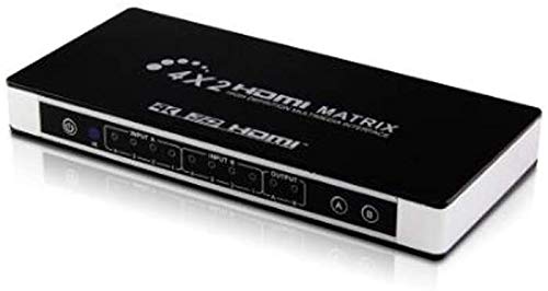 Full HD 4K 1080P HDMI Matrix 4x2 Switch Splitter EDID HiFi Matrix with IR Remote Control Audio Supports HDMI V1.4/3D/4Kx2K 30Hz