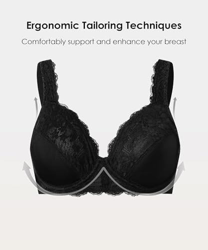 Image of Women's Soft Lace Bras for Women Full Coverage Minimizer Bras for Women Underwire Unlined Support Sexy Bra