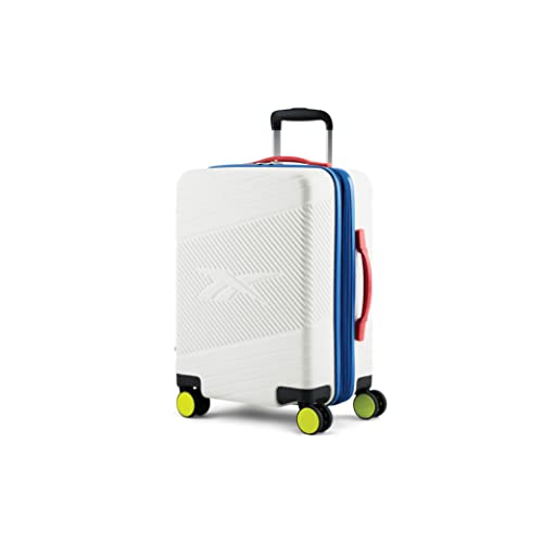 Bugatti Reebok Go Collection 20 Inch Hard Shell Spinner Carry On Luggage For Airplanes, Abs/Pc Hardside Suitcase With 360-Degree Spinner Wheels, Retractable Handle, Airline Approved, White #TOP20