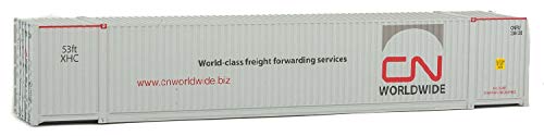 Walthers SceneMaster HO Scale Model of Canadian National (White, Gray, red; Worldwide Logo) 53' Singamas Corrugated Side Container,949-8518