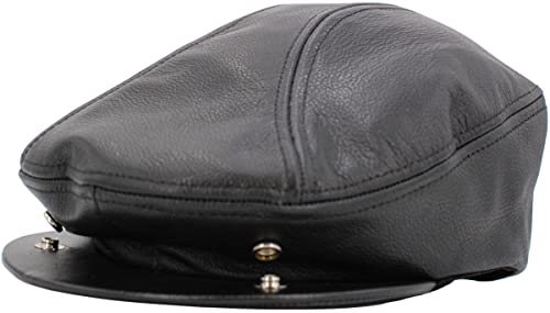 Leather-Ascot Blk L Gatsby Ivy Collection Classic Newsboy Cabbie Applejack Leather Hats Caps #TOP6