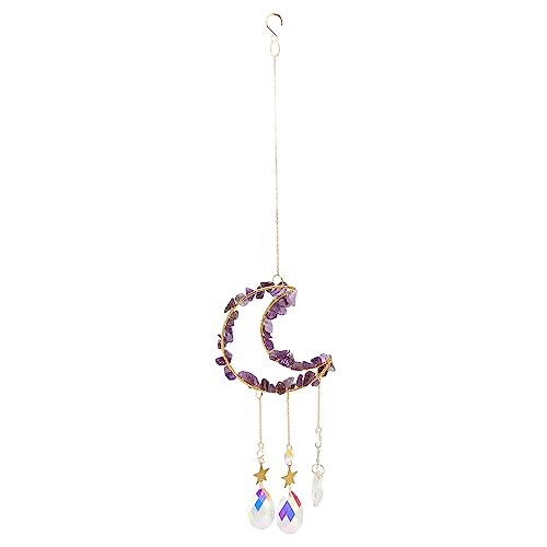 Moon Suncatcher Crystal Prism Purple Decorative Ornament Decoration