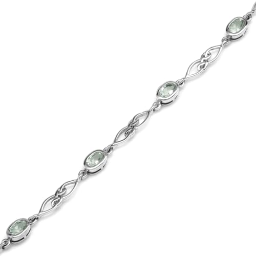 Image of Silvershake Birthstone Gemstones White Gold Plated or Yellow Gold Plated 925 Sterling Silver Scroll /Filigree Celtic Knot Weave 7.25 to 8.75 Inch with Adjustable Extension Bracelet Jewelry for Women