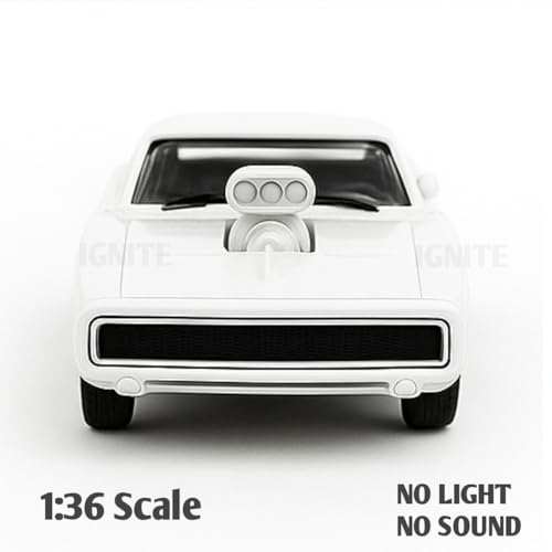Image of 1:36 Scale Fast & Furious 7 Dodge Charger Toy Car - Die-Cast Alloy Pullback Model Vehicle with Openable Doors - Collectible Metal Racing Car Toy for Kids, Boys (White)