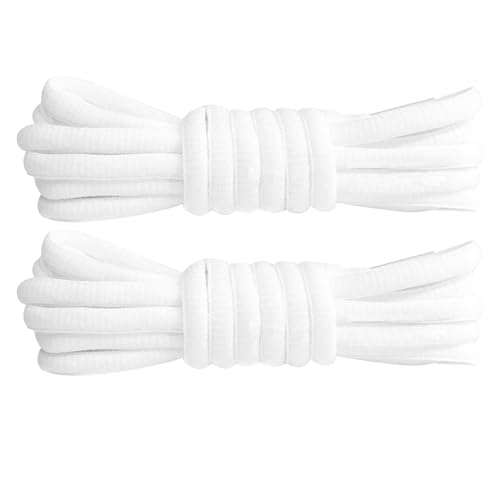 GOODSALEOK 2 Paar Packung ovale Sneaker-Schnürsenkel Laufschuhe Basketballschuhe Turnschuhe Verschleißfest Unisex Weiß 120CM