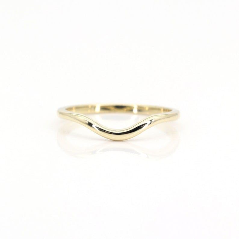 14k Curved Engagement Band | Real Gold Wedding Band | 1.6MM Curved Wedding Ring | 14k Gold Ring | Contour Bands | Stack Rings | Curve Bands - GJH1222