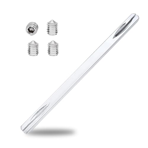 Tige Poignée Carrée, 8 mm x 150 mm Broche Carrée Poignée de Porte Acier Tige de Broche en Acier Massif Barre Tige de Rechange pour Poignée de Porte avec 4 Vis