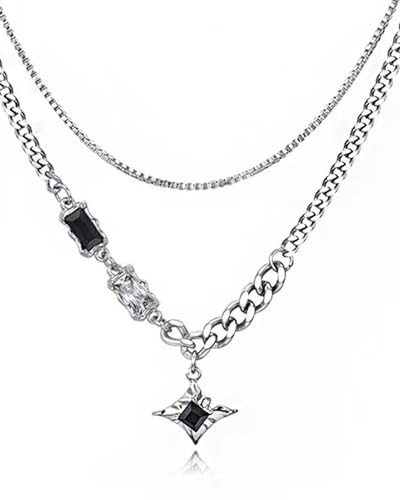 TPZORJX 1 pezzo Collana in titanio a doppio strato di zirconia Mansion, collane da donna, collane antiallergiche, gioielli da donna, regali...