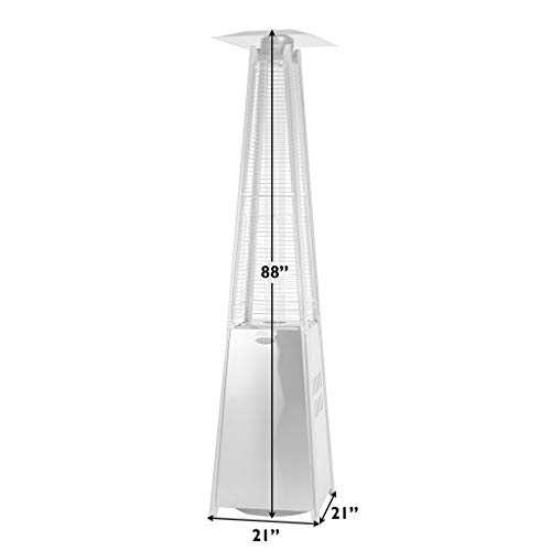 Fire Sense 60523 Pyramid Flame Patio Heater 40,000 BTU Outdoor Propane Heater Tower with Wheels - Stainless Steel