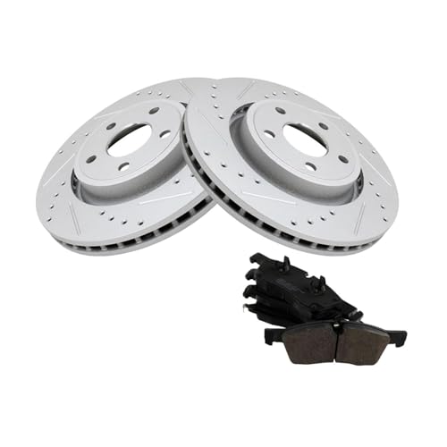 WOLWGTU Front Side Drilled Slotted Semi-Metallic Coated Kit Replacement Disc