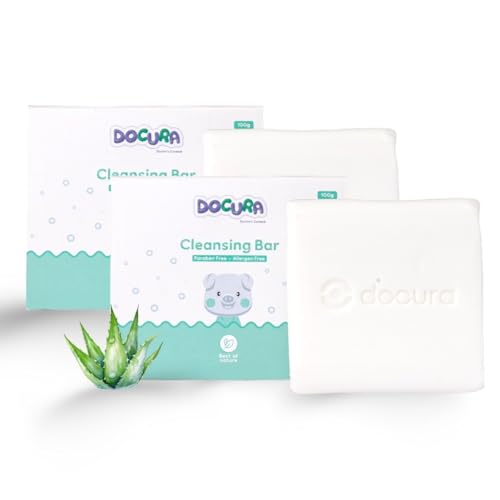 Image of Docura Cleansing Bar | Bathing Bar for Newborns & Babies | pH 5.5 Balanced | Soap-Free Tear-Free Gentle Cleanser | Moisturizing & Nourishing Baby Skin Care | For Sensitive Skin (Pack of 2)