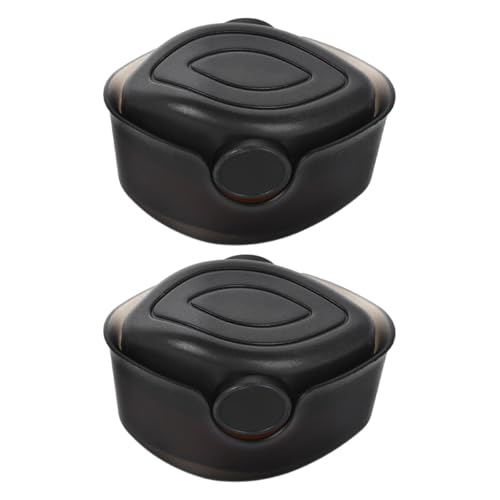 TOYZFRIENDY Brocha para Base Líquida y Rubor 2 Piezas Negra con Tapa Portátil Ovalada para Maquillaje Compacto y Viaje, Pincel Pequeño de Nylon Suave para Difuminar y Aplicar Polvo Natural